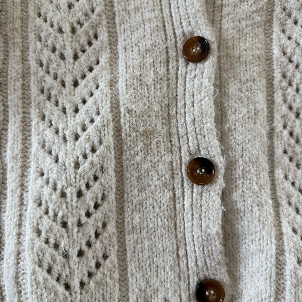 Anthropologie Cozy White Cable Knit Cardigan - Picture 3 of 4
